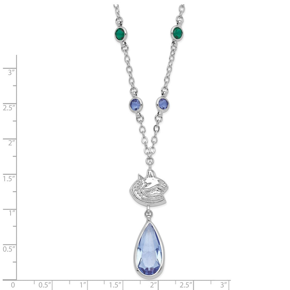 NHL Vancouver Canucks Silver-tone Crystal Drop w/ 3 ext Necklace