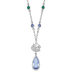 NHL Vancouver Canucks Silver-tone Crystal Drop w/ 3 ext Necklace