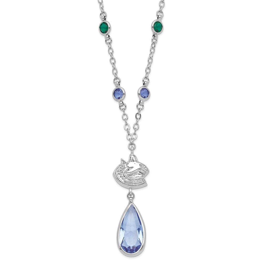 NHL Vancouver Canucks Silver-tone Crystal Drop w/ 3 ext Necklace