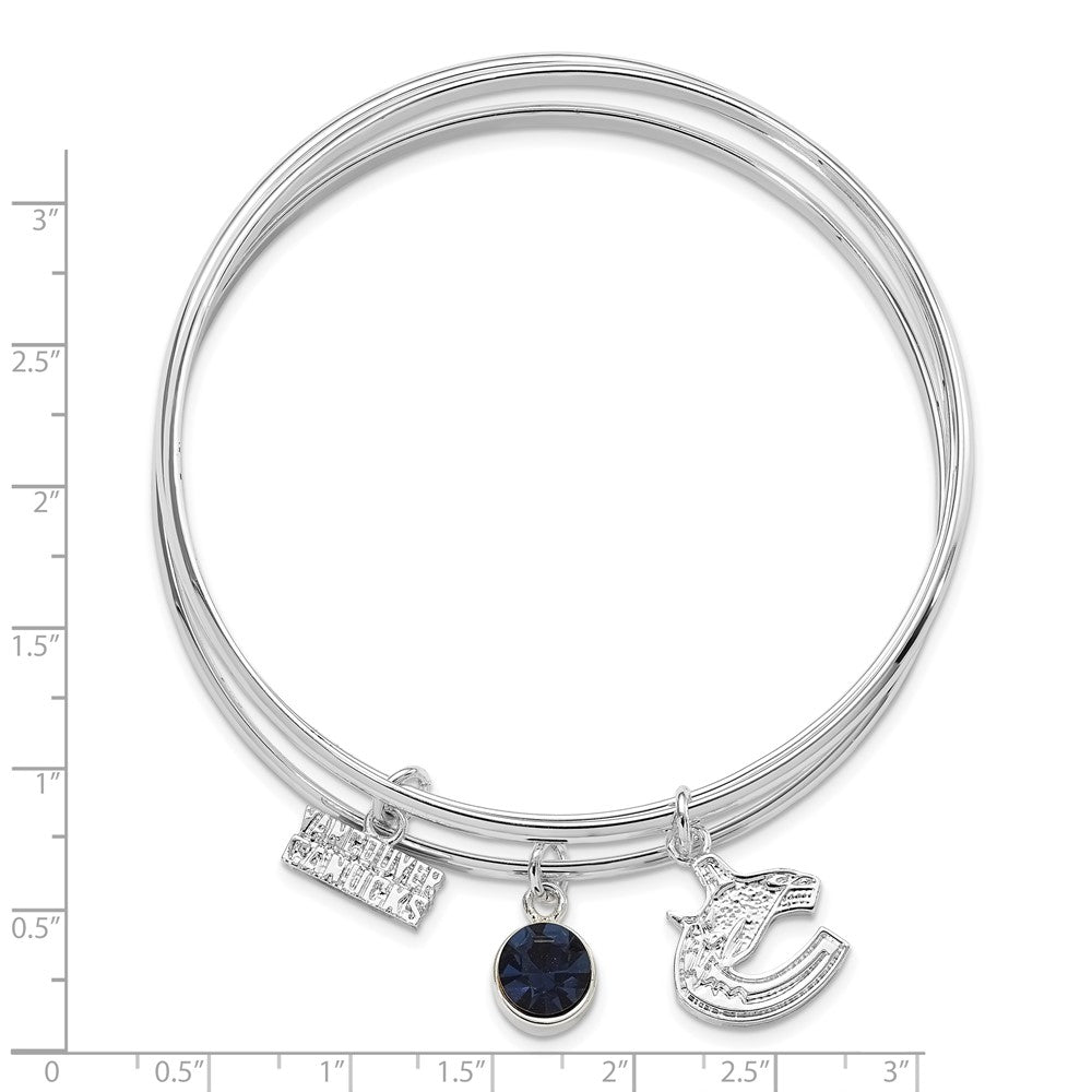 NHL Vancouver Canucks Silver-tone Crystal 3 pc Charm Bangle Set