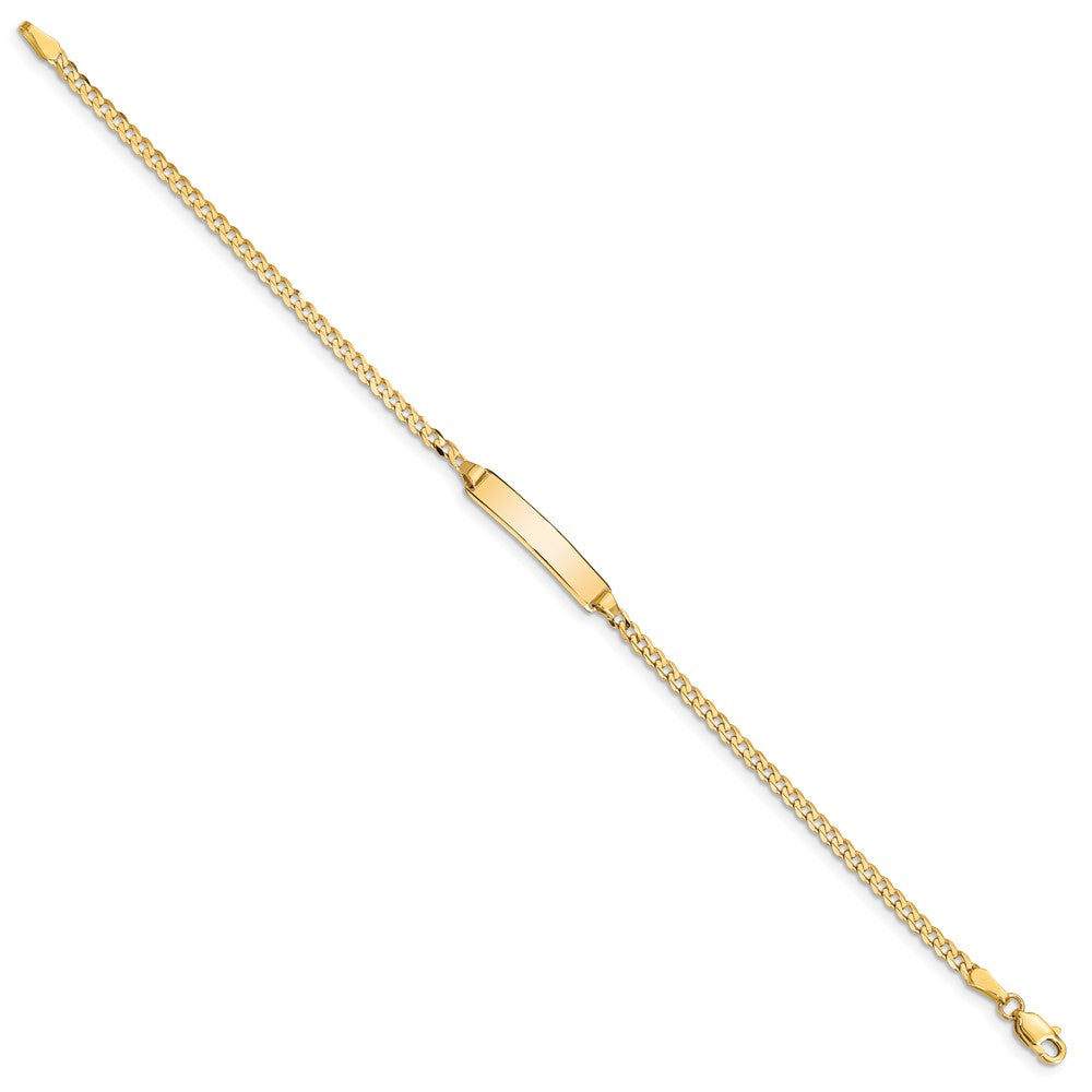 14k Polished Solid Chain/Solid Plate Curb Link 20x4.8mm Plate 7 inch ID Bracelet