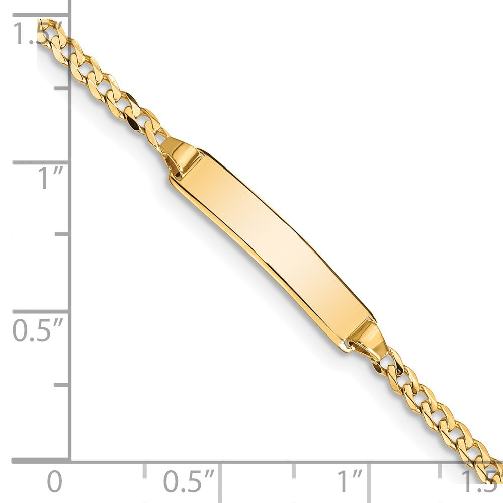 14k Polished Solid Chain/Solid Plate Curb Link 20x4.8mm Plate 7 inch ID Bracelet