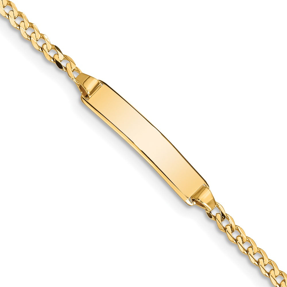 14k Polished Solid Chain/Solid Plate Curb Link 20x4.8mm Plate 8 inch ID Bracelet