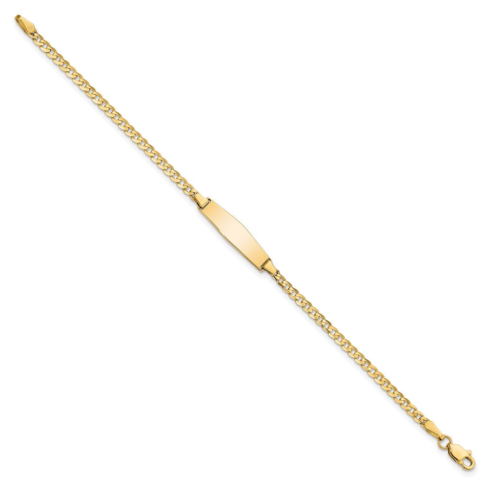 14k Polished Solid Chain/Solid Plate Curb Link Soft Diamond Shape 19.5x5.5mm Plate 8 inch ID Bracelet