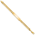 14k Polished Solid Chain/Solid Plate Curb Link 37x8.5mm Plate 8 inch ID Bracelet