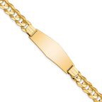14k Polished Solid Chain/Solid Plate Curb Link Soft Diamond Shape 37.5x12mm Plate 8 inch ID Bracelet