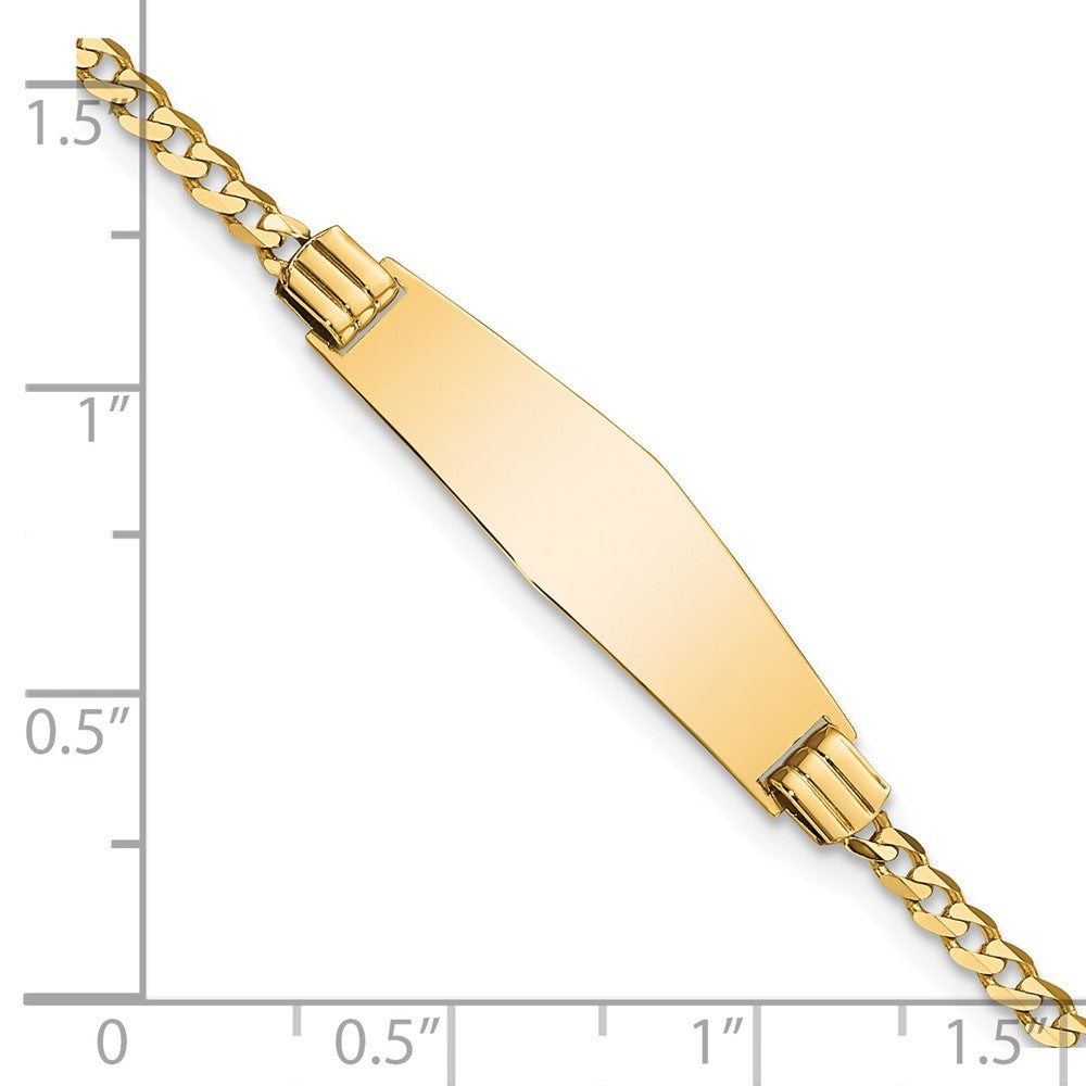 14k Polished Solid Chain/Solid Plate Curb Link Soft Diamond Shape 24.5x7.8mm Plate 7 inch ID Bracelet