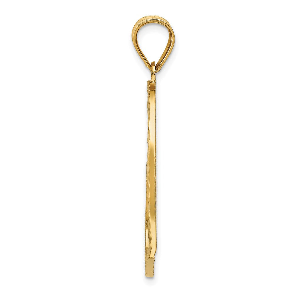 14K Satin Diamond-cut Reversible Heart Pendant