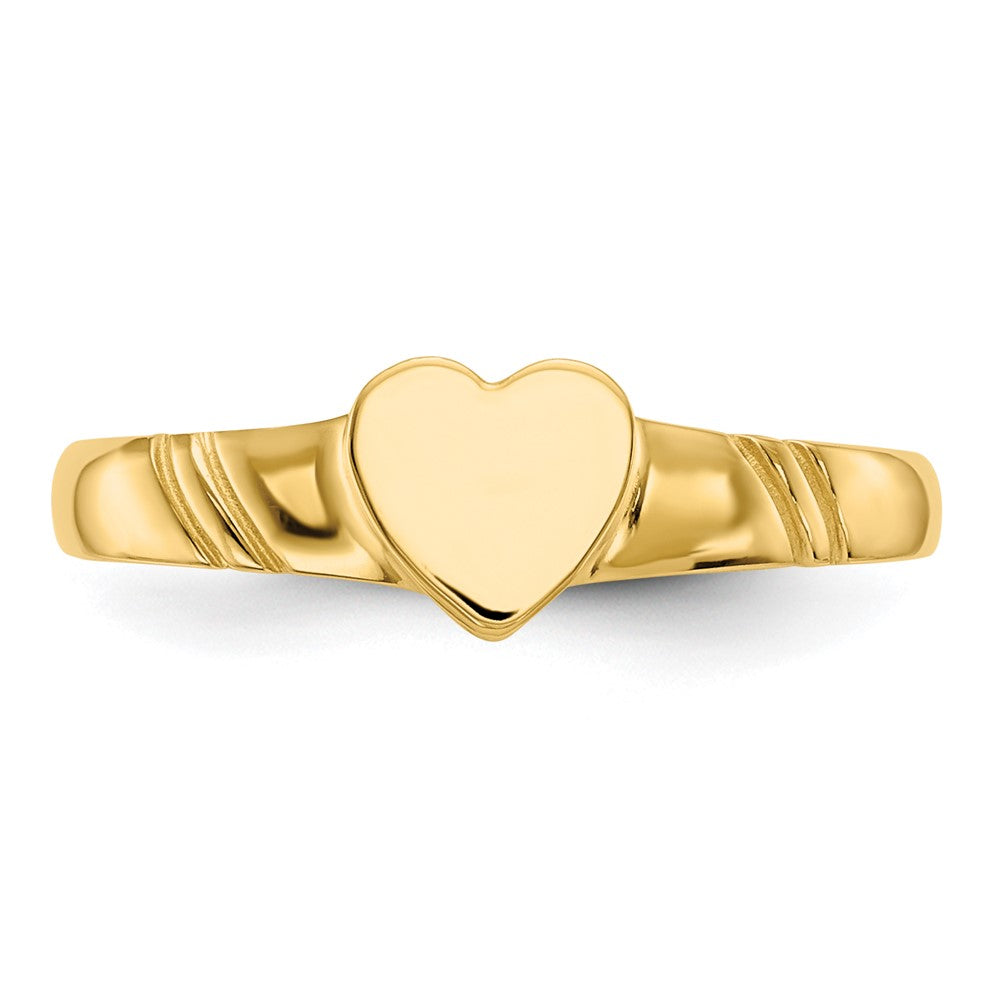 14k 5.0x5.0mm Closed Back Childs Heart Signet Ring