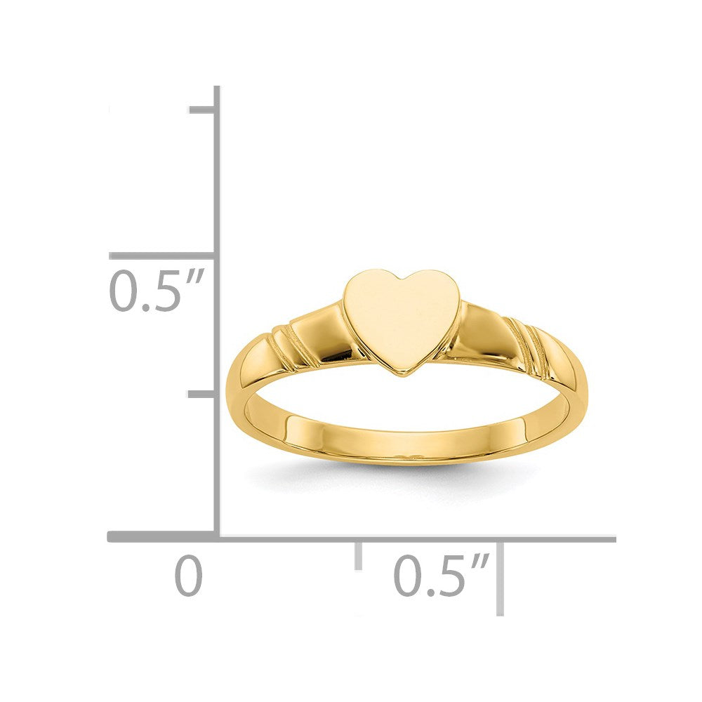 14k 5.0x5.0mm Closed Back Childs Heart Signet Ring