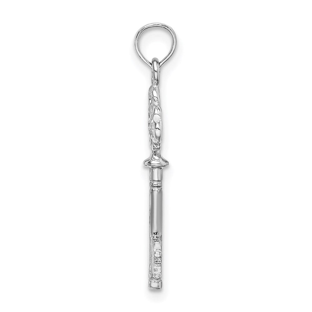 14K White Gold 3-D Hearts Key Charm
