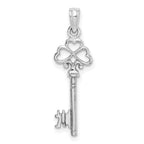 14K White Gold 3-D Hearts Key Charm