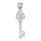 14K White Gold 3-D Hearts Key Charm