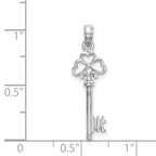 14K White Gold 3-D Hearts Key Charm