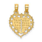 14k Polished BEST FRIEND/FRIENDS FOREVER 2-Piece Break-Apart Heart Charm