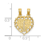 14k Polished BEST FRIEND/FRIENDS FOREVER 2-Piece Break-Apart Heart Charm