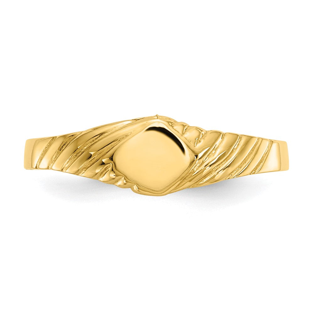 14k 5.0x5.0mm Open Back Childs Fancy Square Signet Ring