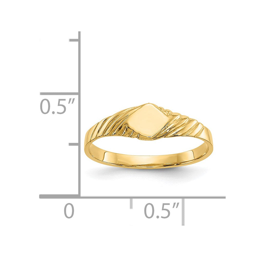 14k 5.0x5.0mm Open Back Childs Fancy Square Signet Ring