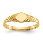 14k 5.0x5.0mm Open Back Childs Fancy Square Signet Ring