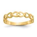 14k Polished Hearts Ring