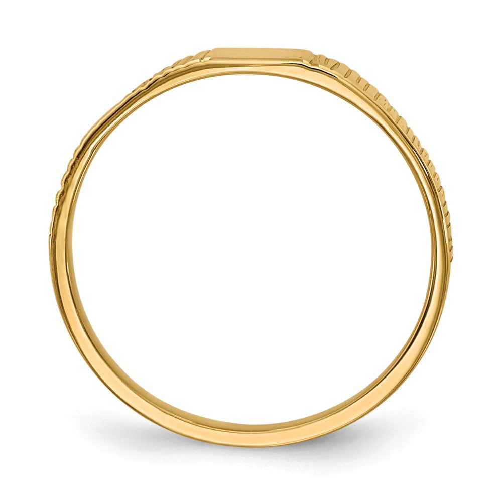 14k Polished and Ridged 3.5x2.25mm Closed Back Baby Rectangular Signet Ring