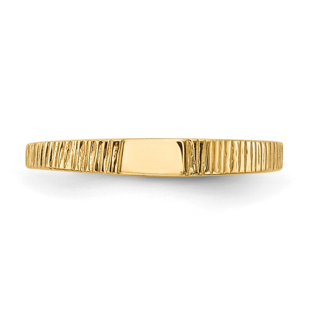 14k Polished and Ridged 3.5x2.25mm Closed Back Baby Rectangular Signet Ring
