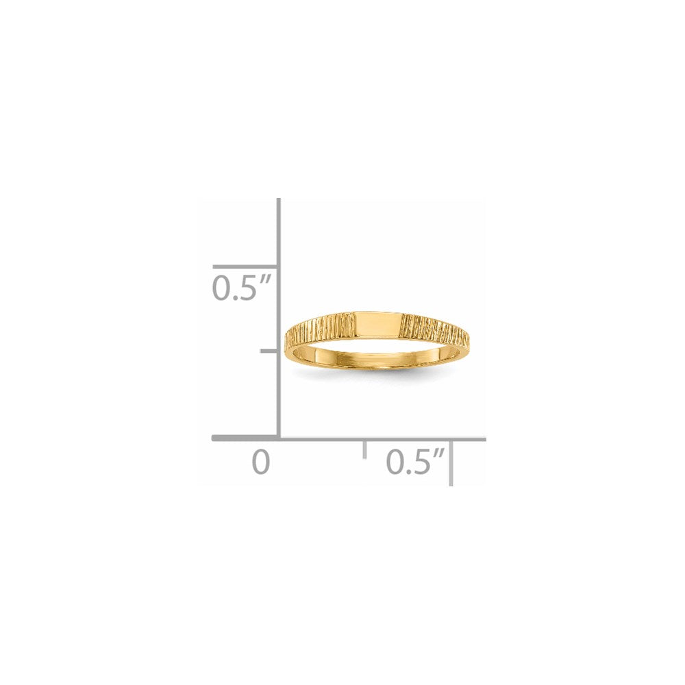 14k Polished and Ridged 3.5x2.25mm Closed Back Baby Rectangular Signet Ring
