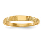 14k Polished and Ridged 3.5x2.25mm Closed Back Baby Rectangular Signet Ring