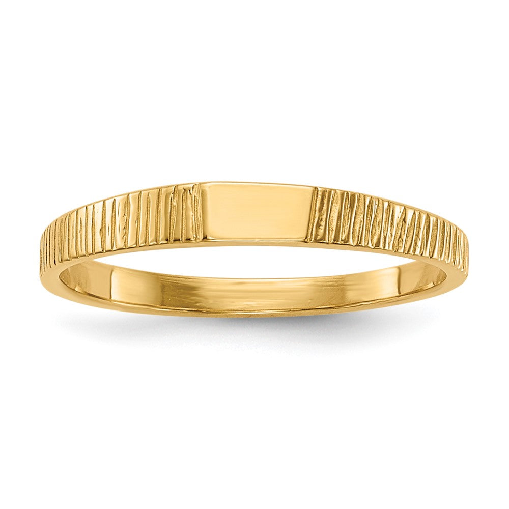 14k Polished and Ridged 3.5x2.25mm Closed Back Baby Rectangular Signet Ring