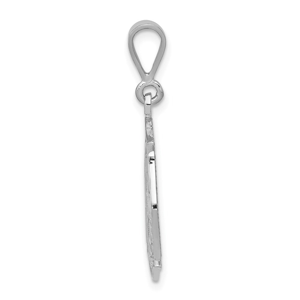 14k White Gold FIRE RESCUE Badge Pendant