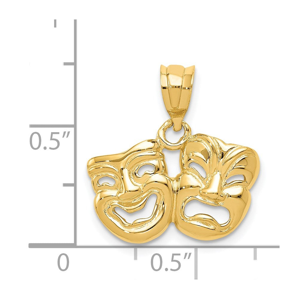 14k Polished Open-Backed Comedy/Tragedy Pendant