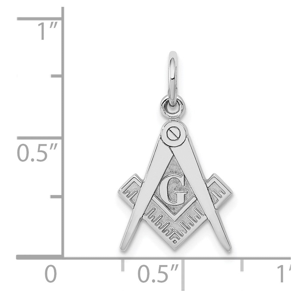 14k White Gold Polished and Textured Masonic Symbol Charm