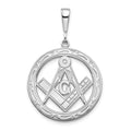 14k White Gold Polished and Textured Large Masonic Symbol Pendant