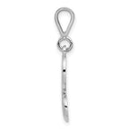 14KW White Gold Solid Polished Script Filigree Letter H Initial Pendant