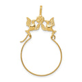 14k Polished Doves and Bow Charm Holder Pendant