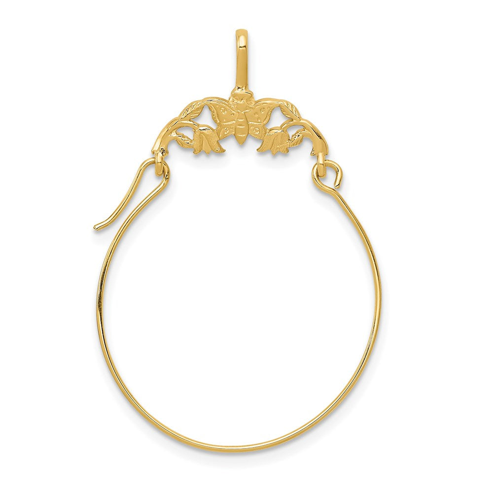 14k Polished Butterflies Charm Holder Pendant