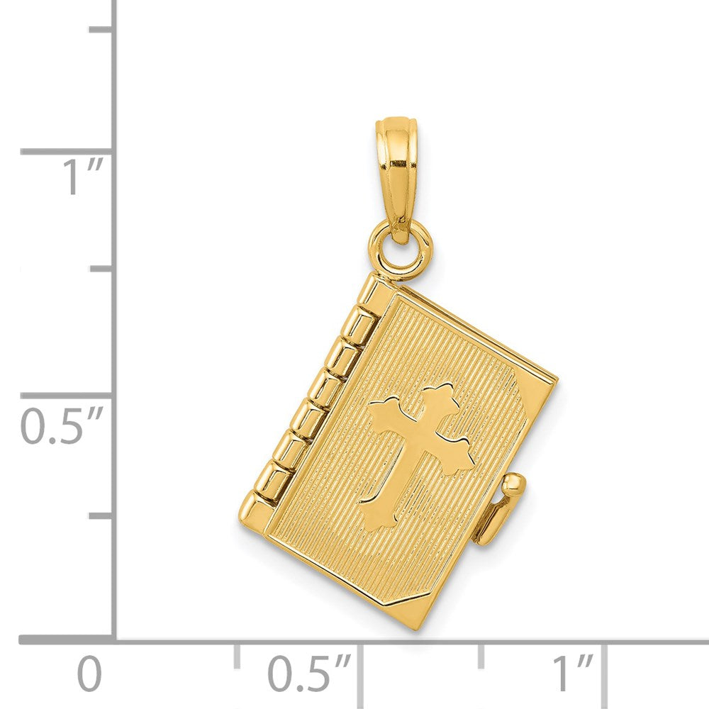 14K 3-D Bible with Lord's Prayer and Moveable Pages Pendant