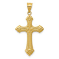 14k Polished Fleur de Lis Cross Pendant