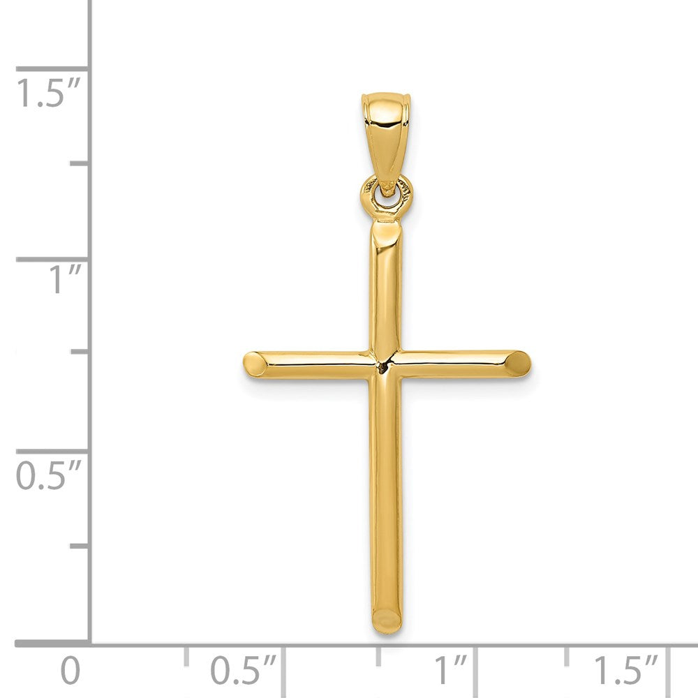 14k Polished Tube Cross Pendant