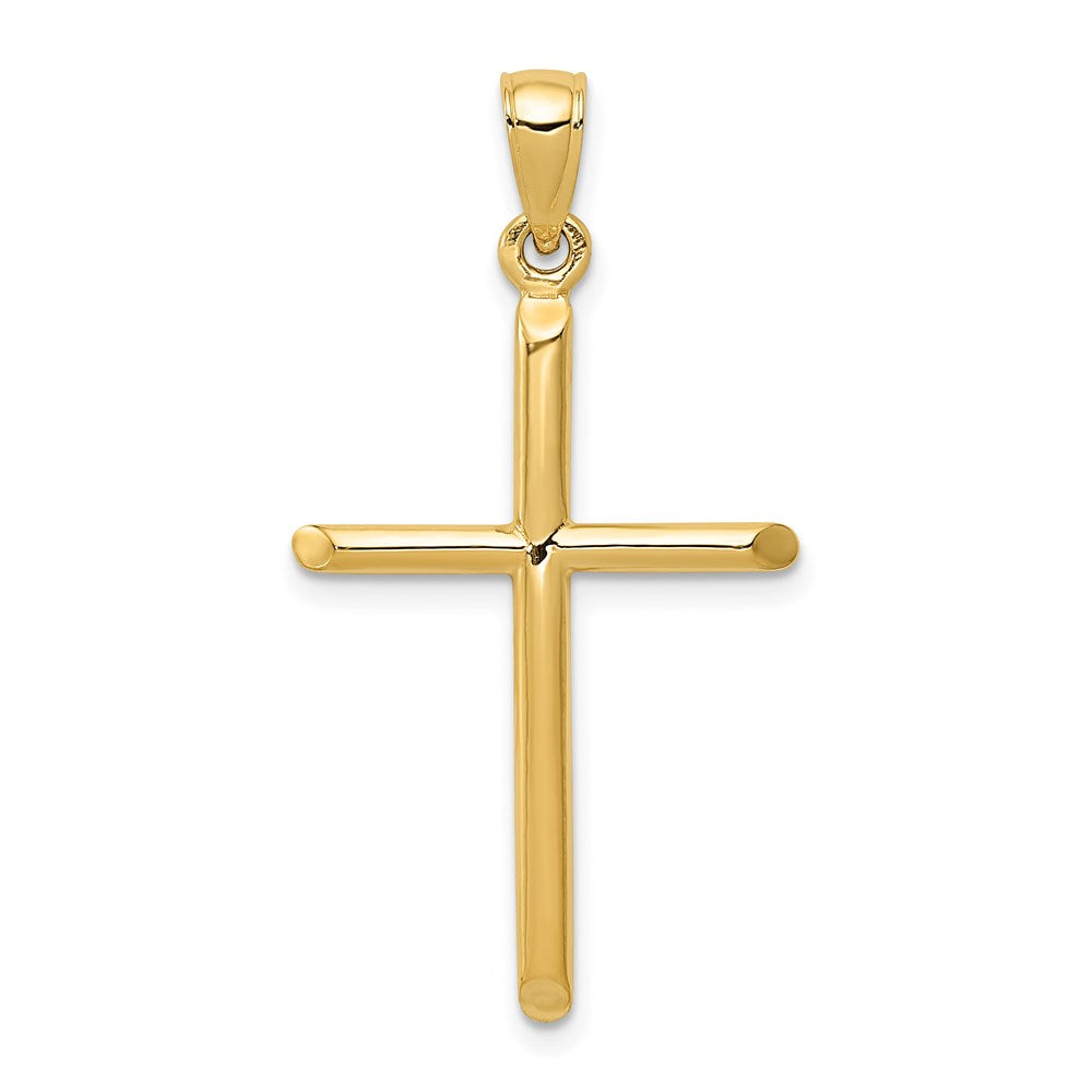 14k Polished Tube Cross Pendant
