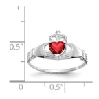 14k White Gold CZ January Birthstone Claddagh Heart Ring