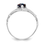 14k White Gold CZ June Birthstone Claddagh Heart Ring