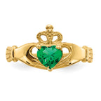 14k CZ May Birthstone Claddagh Heart Ring