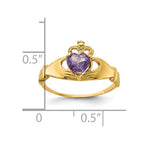 14k CZ June Birthstone Claddagh Heart Ring