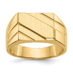 14k 13.0x11.0mm Open Back Diagonal Mens Signet Ring