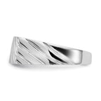 14k White Gold 16.5x7.5mm Rectangle Stripe Open Back Mens Signet Ring
