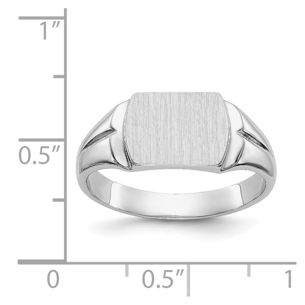 14k White Gold 10.5x8.0mm Cushion Closed Back Signet Ring
