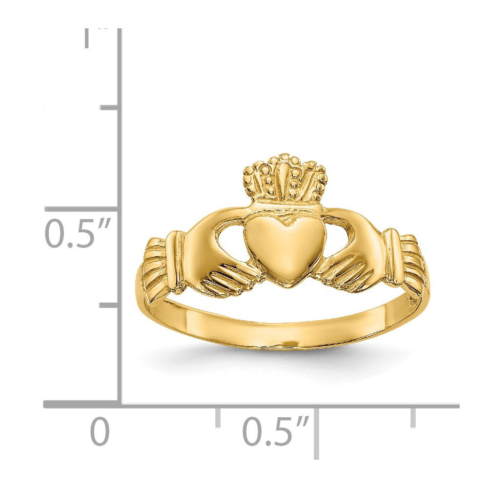14k Ladies Polished Claddagh Ring