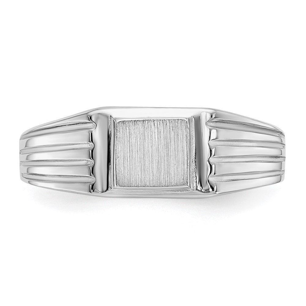 14k White Gold 5.25x5.0mm Open Back Childs Square Signet Ring