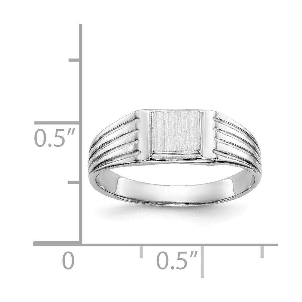 14k White Gold 5.25x5.0mm Open Back Childs Square Signet Ring